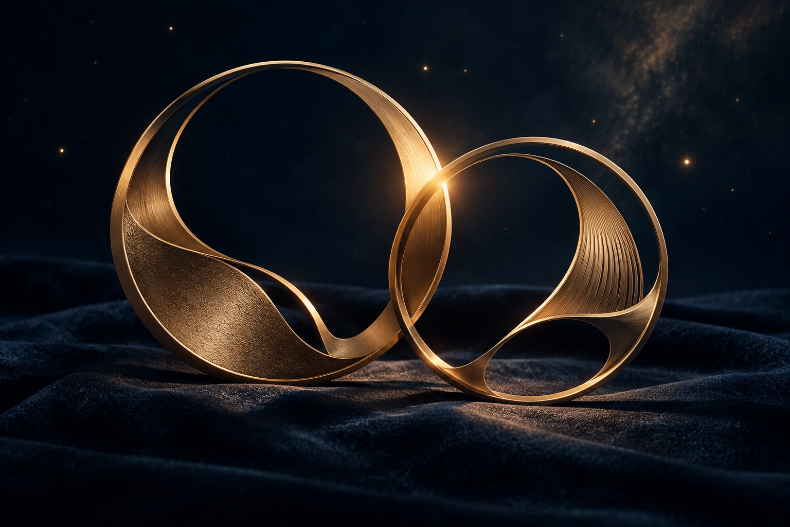 Två sammanflätade ringar i guld – en relationsläsning i Human Design